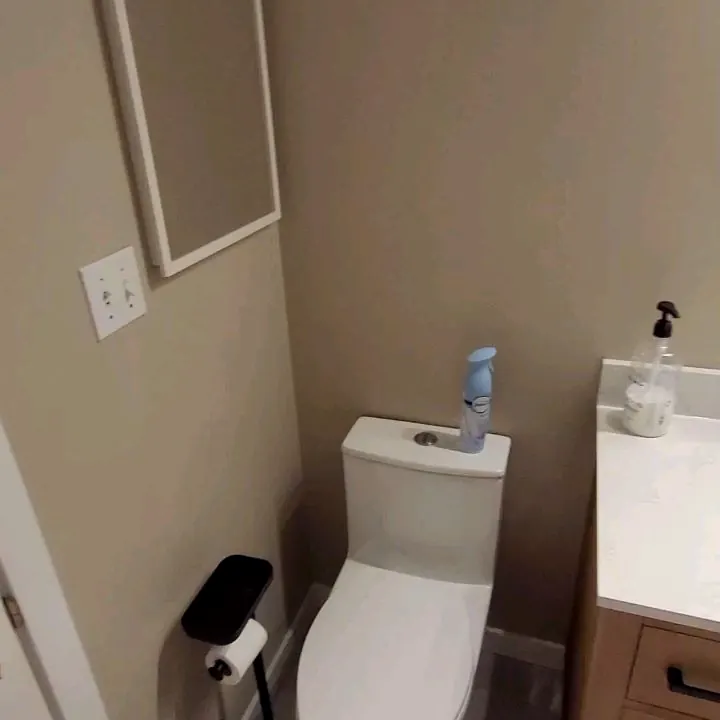 Small bathroom with new vanity and trim