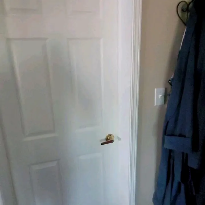 New door and trim in a bathroom