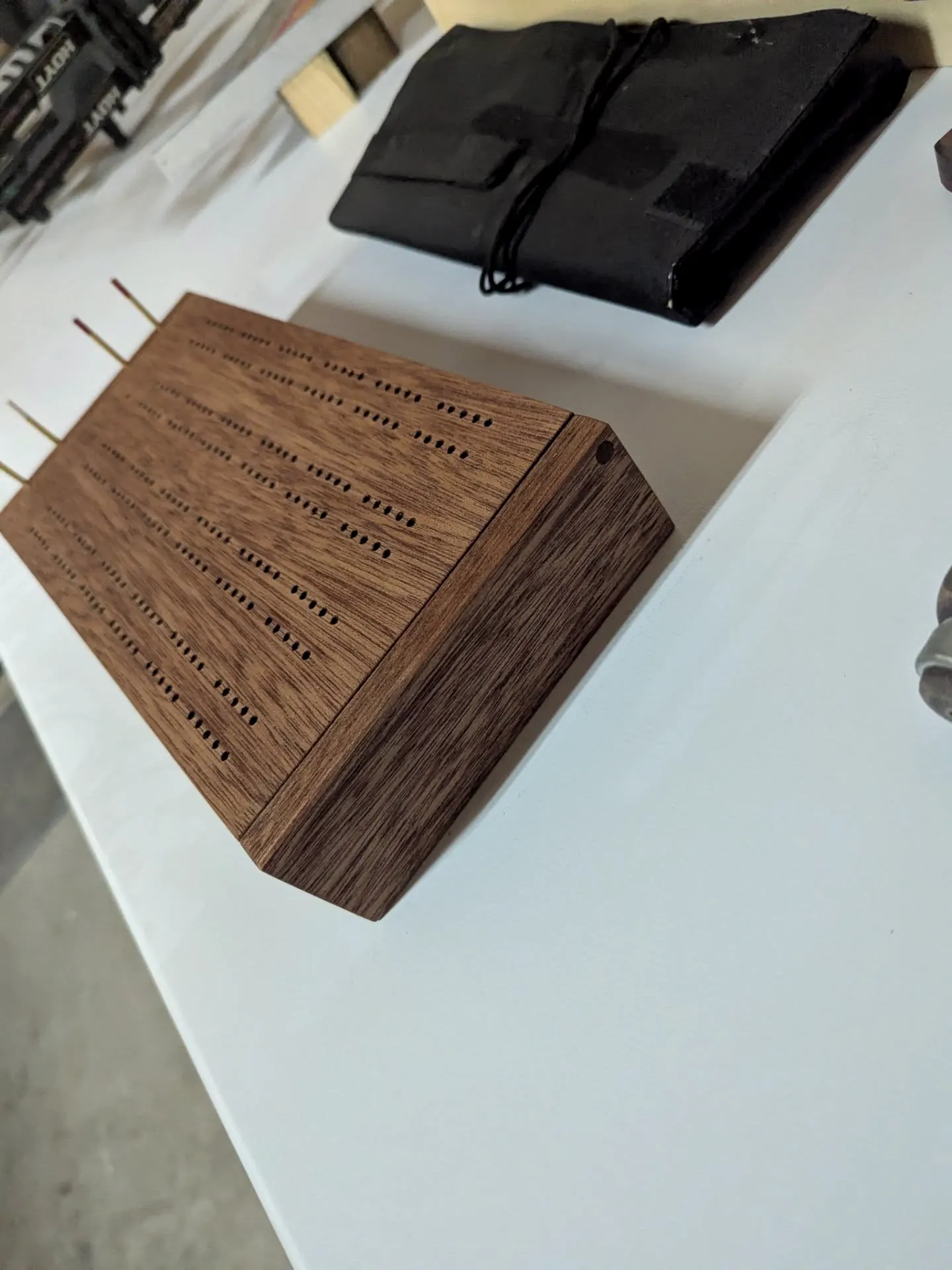 Cribbage board from the side
