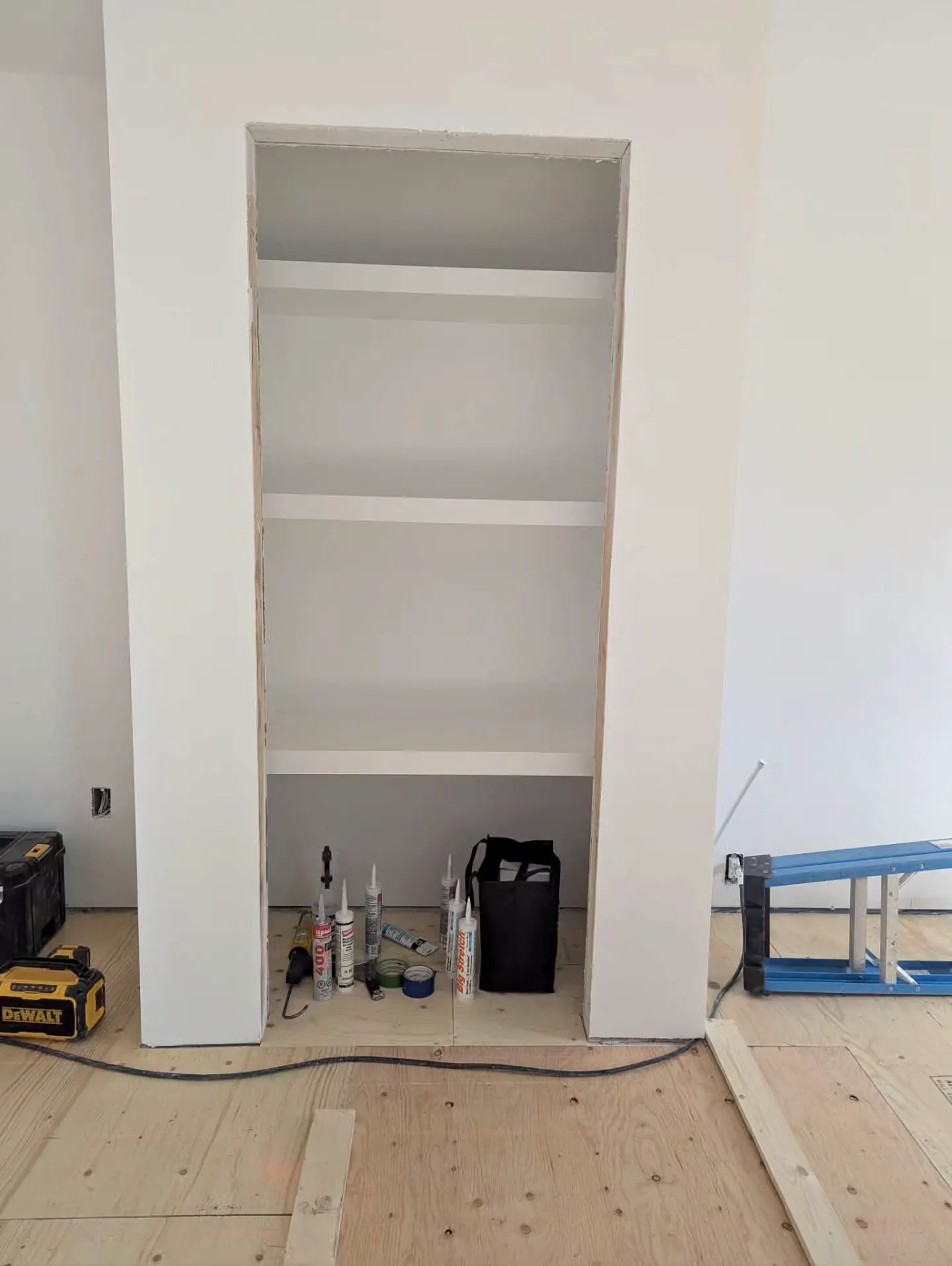 Built-in pantry shelving in a new build