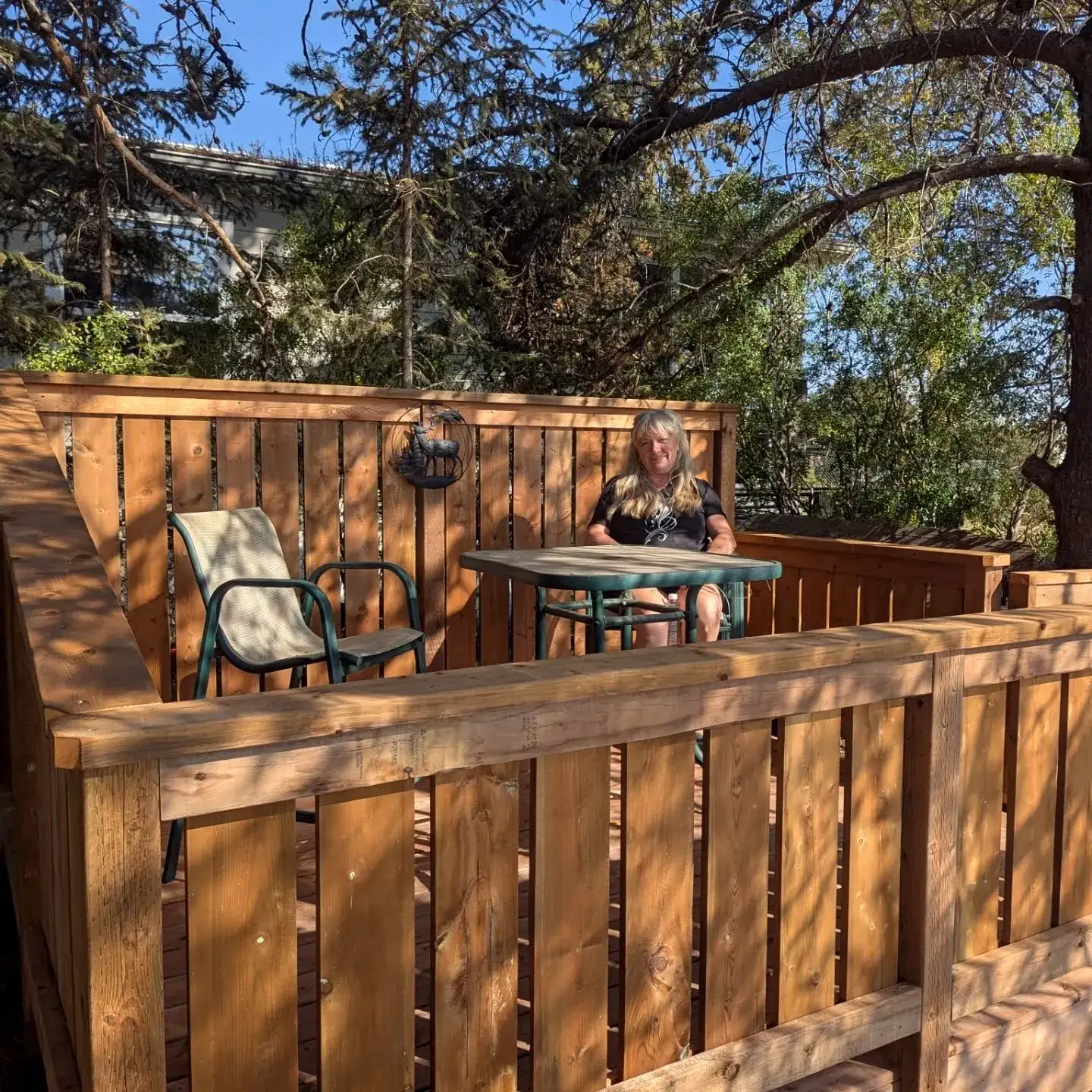 Sitting on the coffee bar deck