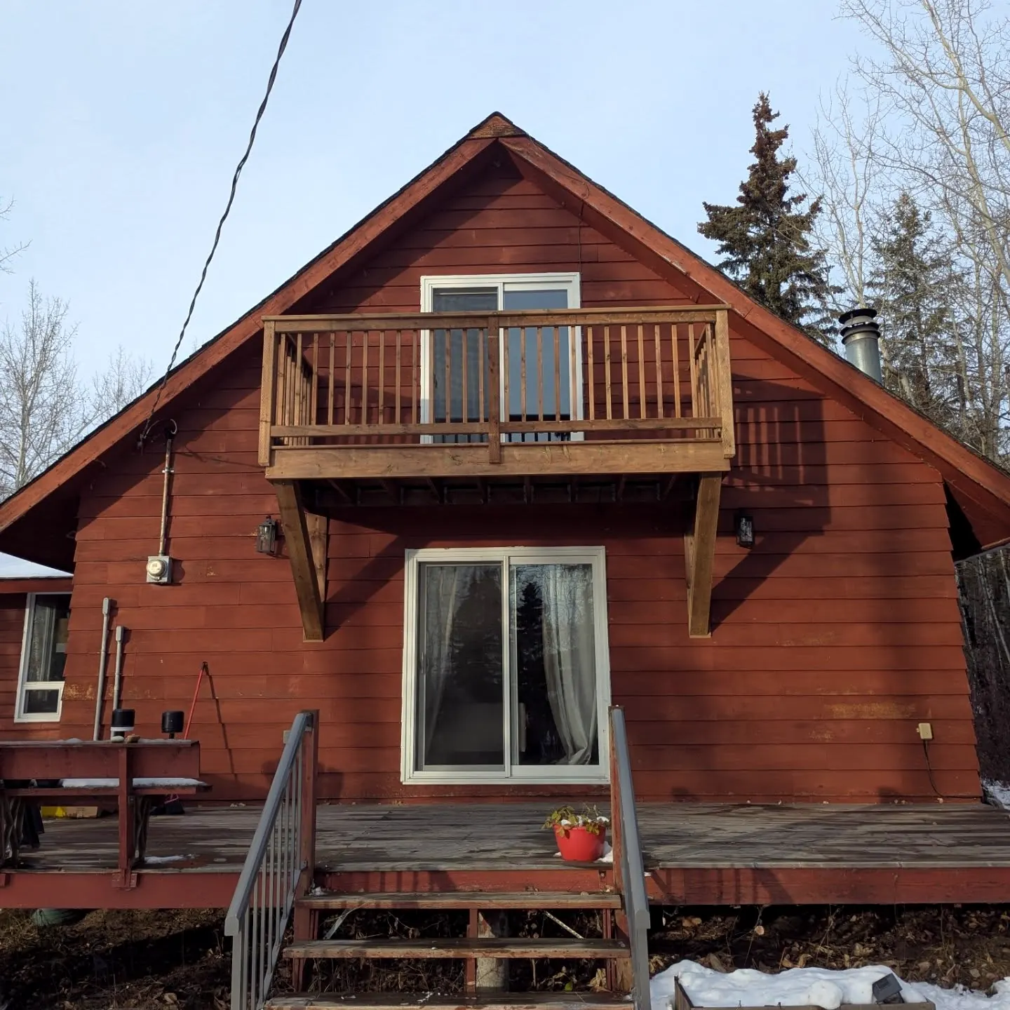 Balcony and back deck of the cabin