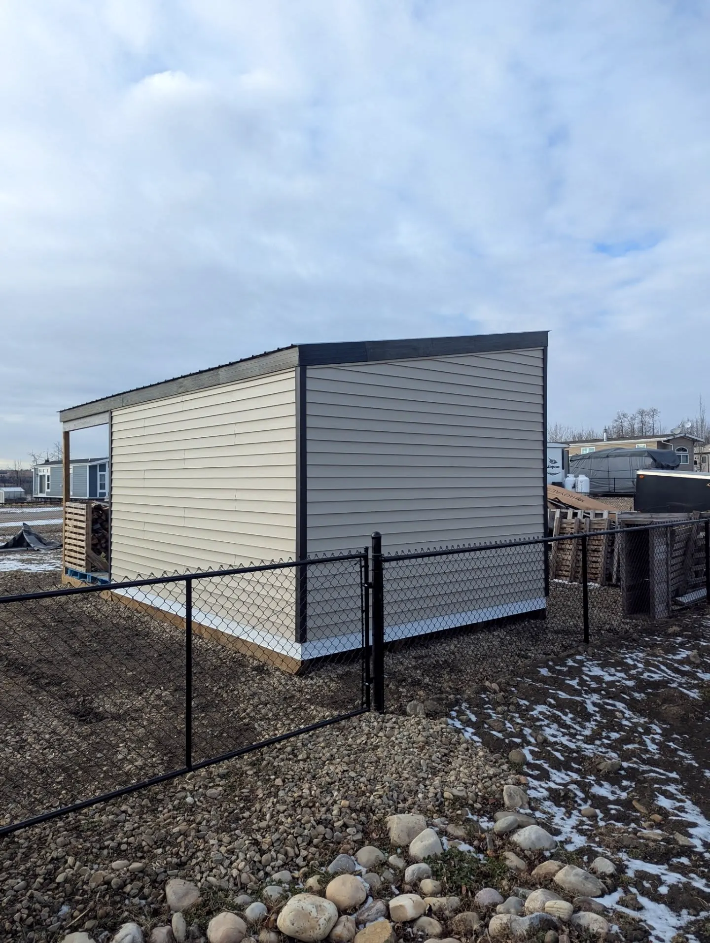 Outbuilding siding from the corner